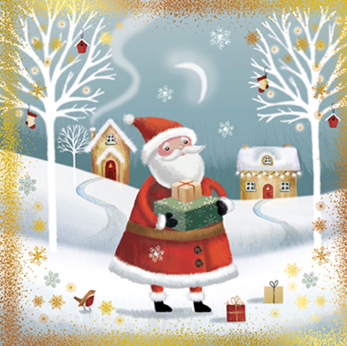 9653500122-Editor Groupe-Snow Santa-Xmas Card-Sno