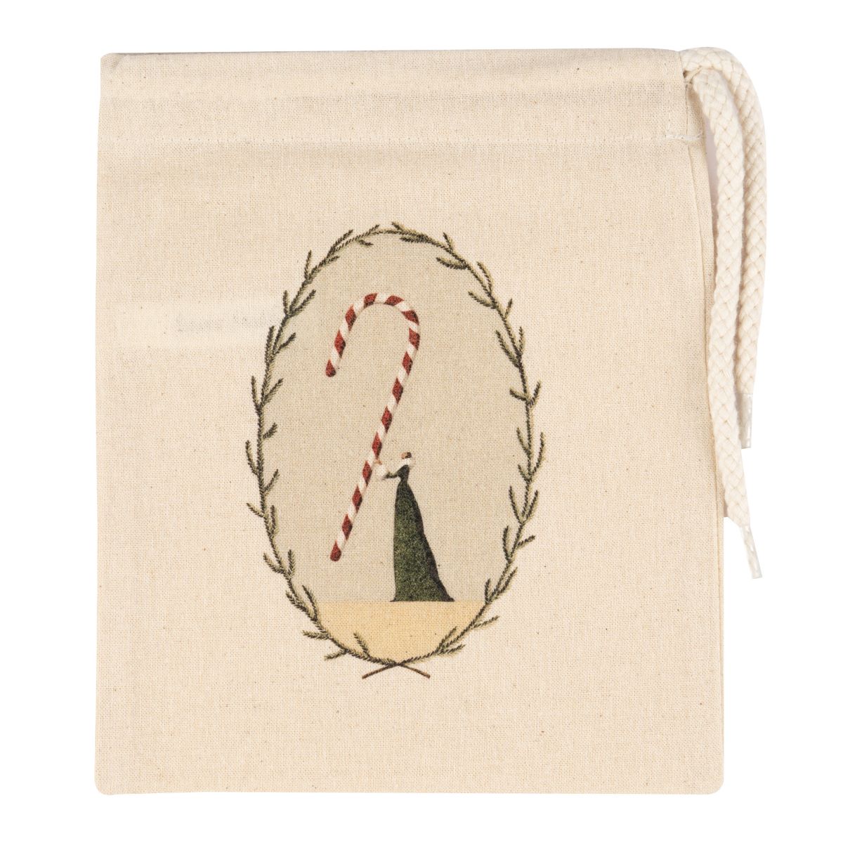 HC052-Laura Stoddart-Candy Cane-Xmas Gift Bag-Mini Drawstring Bag 16 X 20 Cm