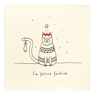 (205)PSC-CFF-Ruth Jackson-Christmas Feline Festive-Xmas Card-Pencil Shavings