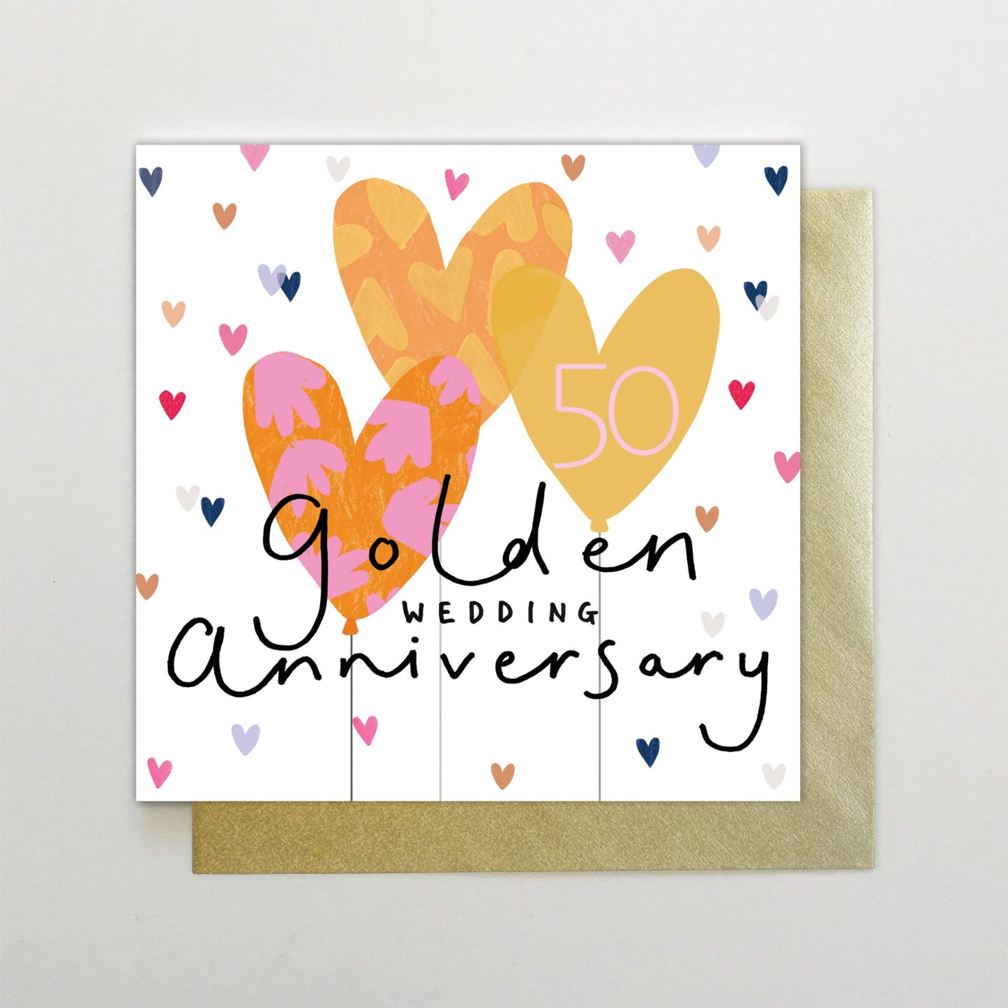 HA033-Stop The Clock-Golden Wedding Anniversary Balloons-Card-Happy Days