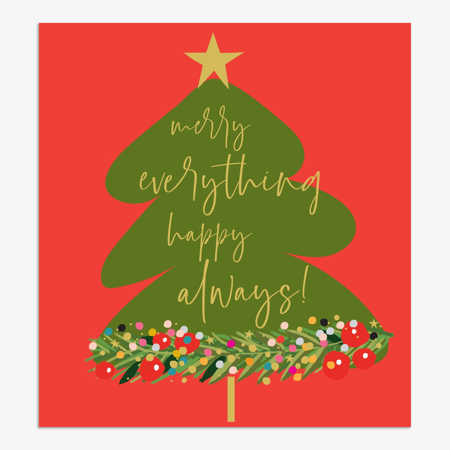 EVX028-Think of Me-Merry Everything-Xmas Card-Evergreen