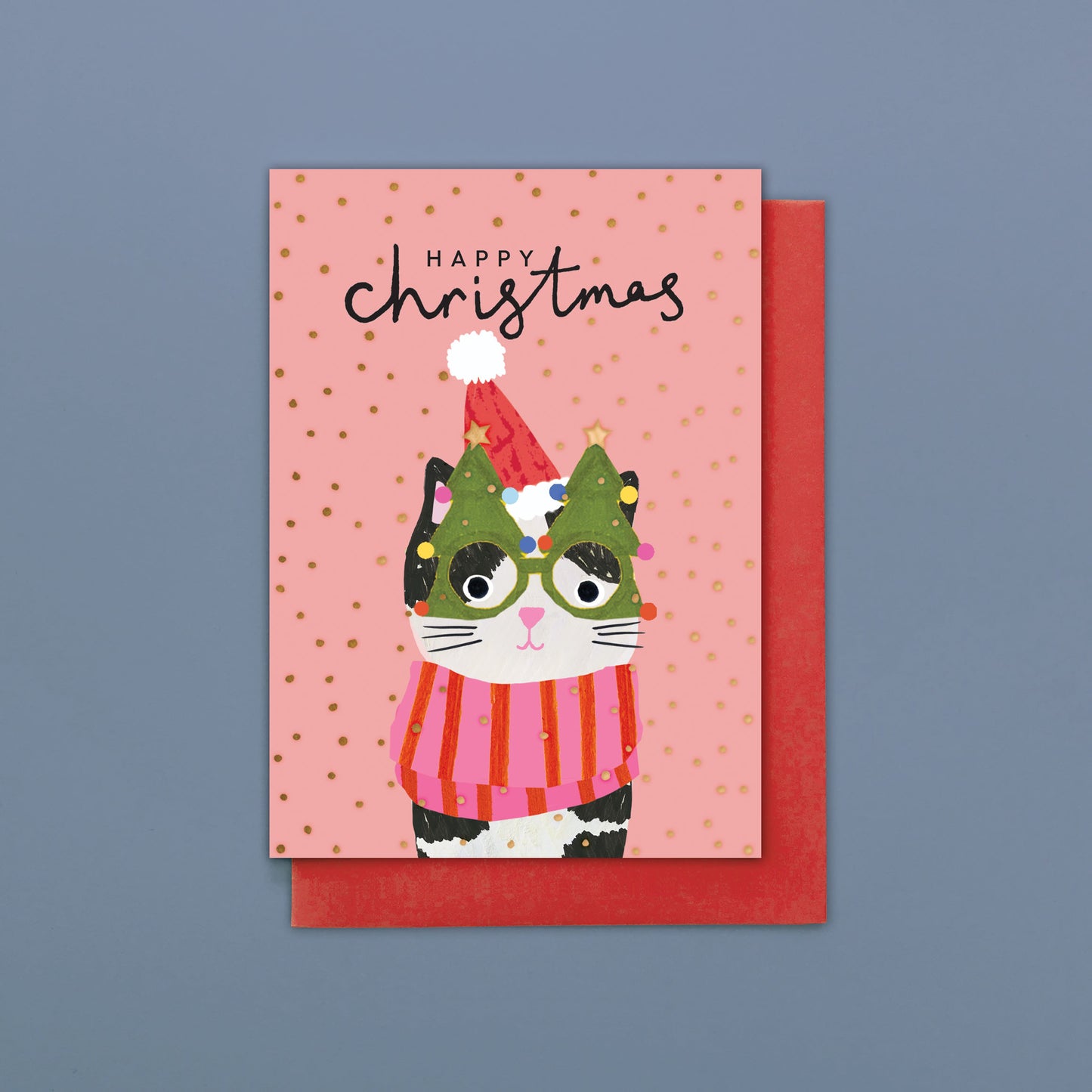 HLC051-Stop The Clock-Card Pack Of 8- Happy Christmas Cat-Xmas Card Pack-Happy Little Christmas Pack