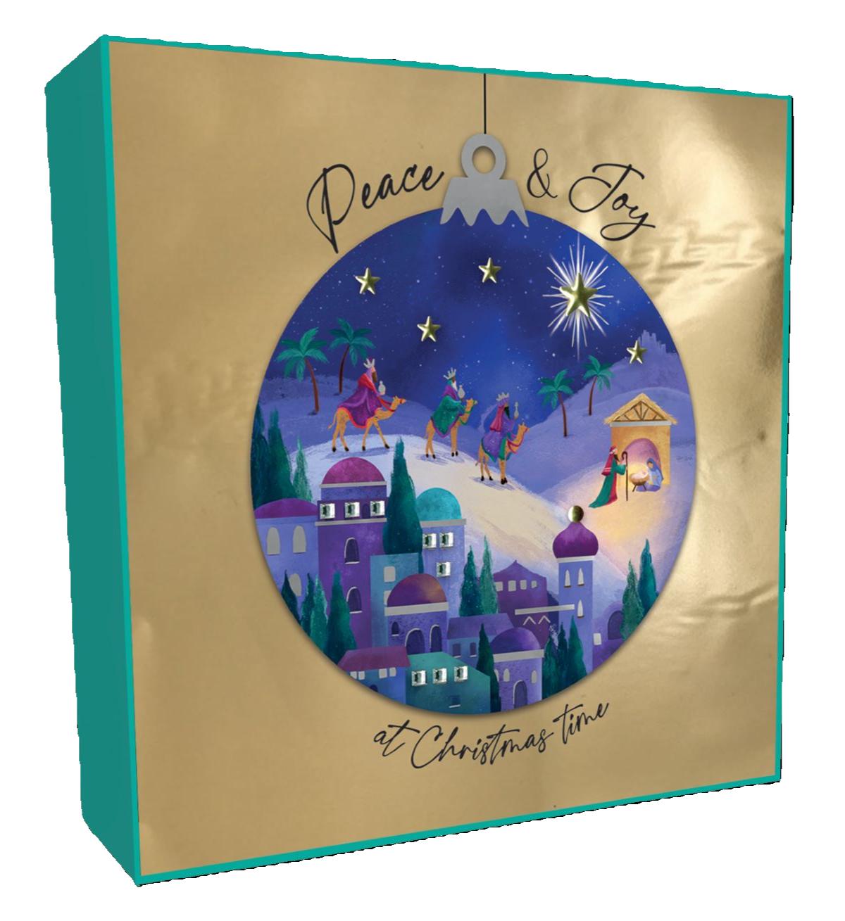 XLSB106-Second Nature-Peace & Joy 6Pk-Xmas Card Pack-Sparkle Boxed Cards