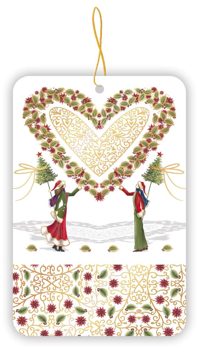 862-Quire-People With Heart Wreath-Xmas Gift Tags-5 Pk