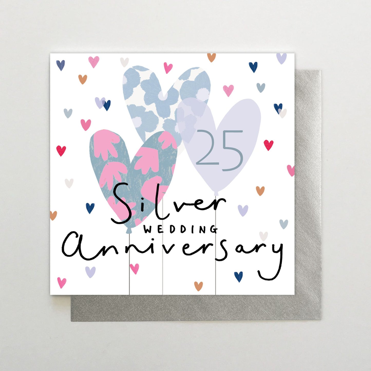 HA031-Stop The Clock-Silver Wedding Anniversary Balloons-Card-Happy Days