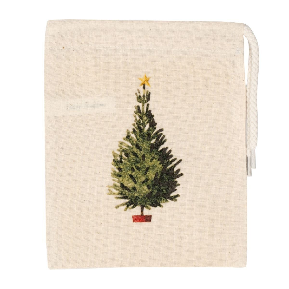 HC055-Laura Stoddart-Christmas Trees-Xmas Gift Bag-Mini Drawstring Bag 16 X 20 Cm