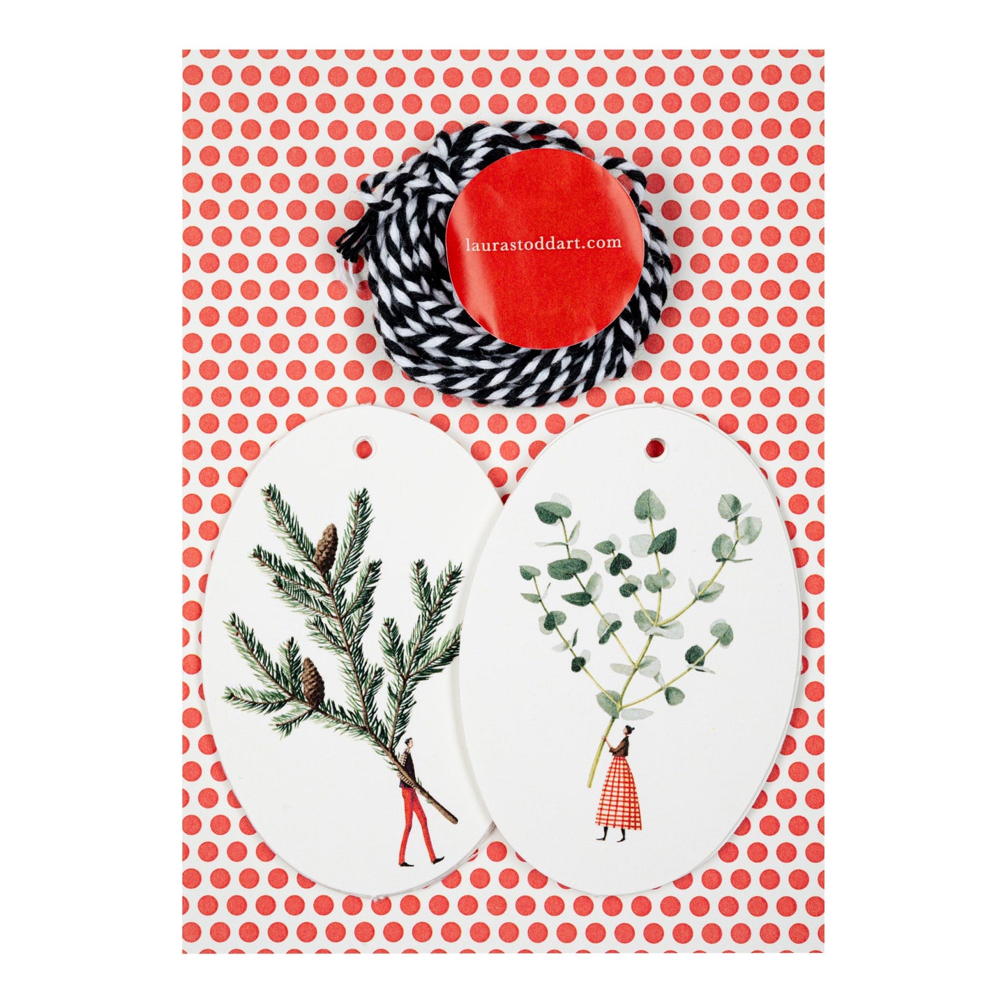 HC036-Laura Stoddart-Spruce & Eucalyptus-Xmas Gift Tags-A6 10 Pack 2 Design