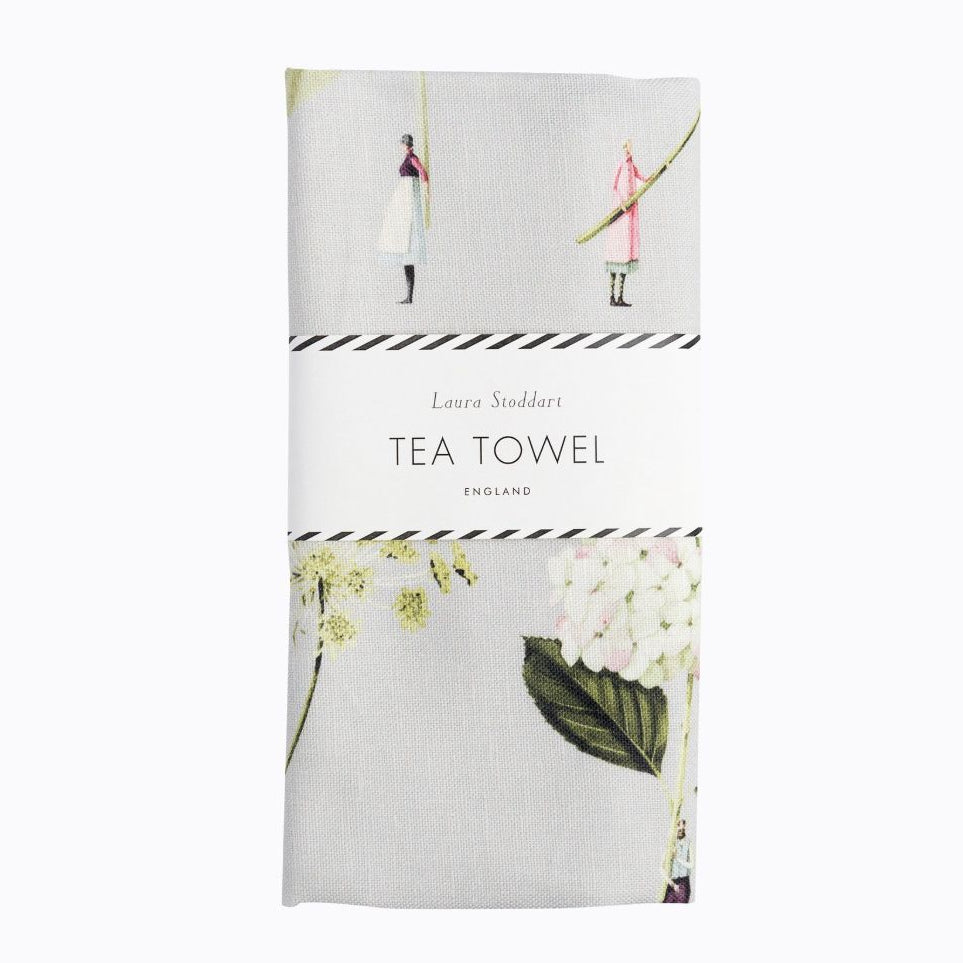 IB007D-Laura Stoddart-Green Flowers-In Bloom-Tea Towel Cotton 48 x 78 cm