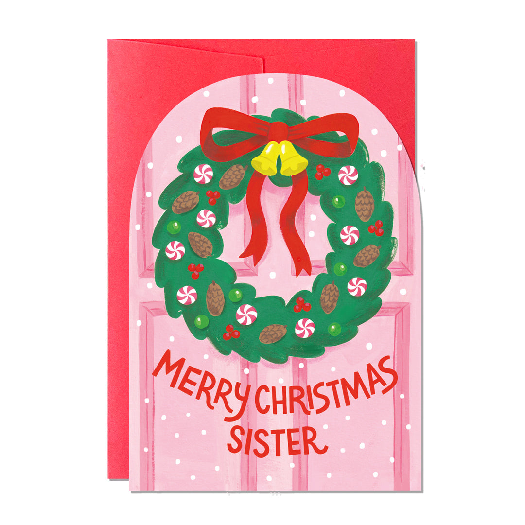 C307-Ricicle Cards-Merry Christmas Sister-Xmas Card-Jacqui Lee