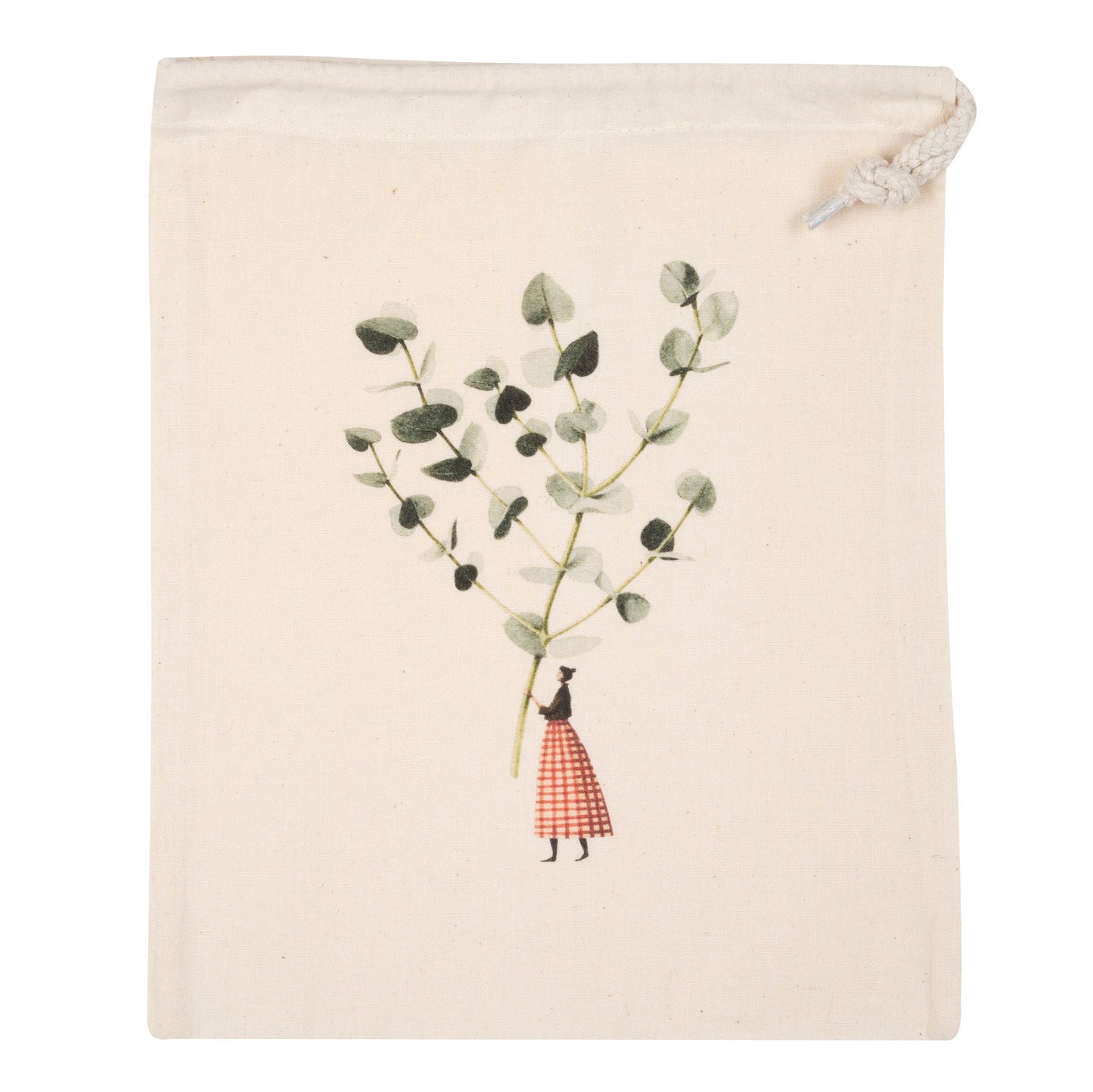 HC040-Laura Stoddart-Ecalyptus-Xmas Gift Bag-Small Drawstring Bag 25.5 X 29.5 Cm