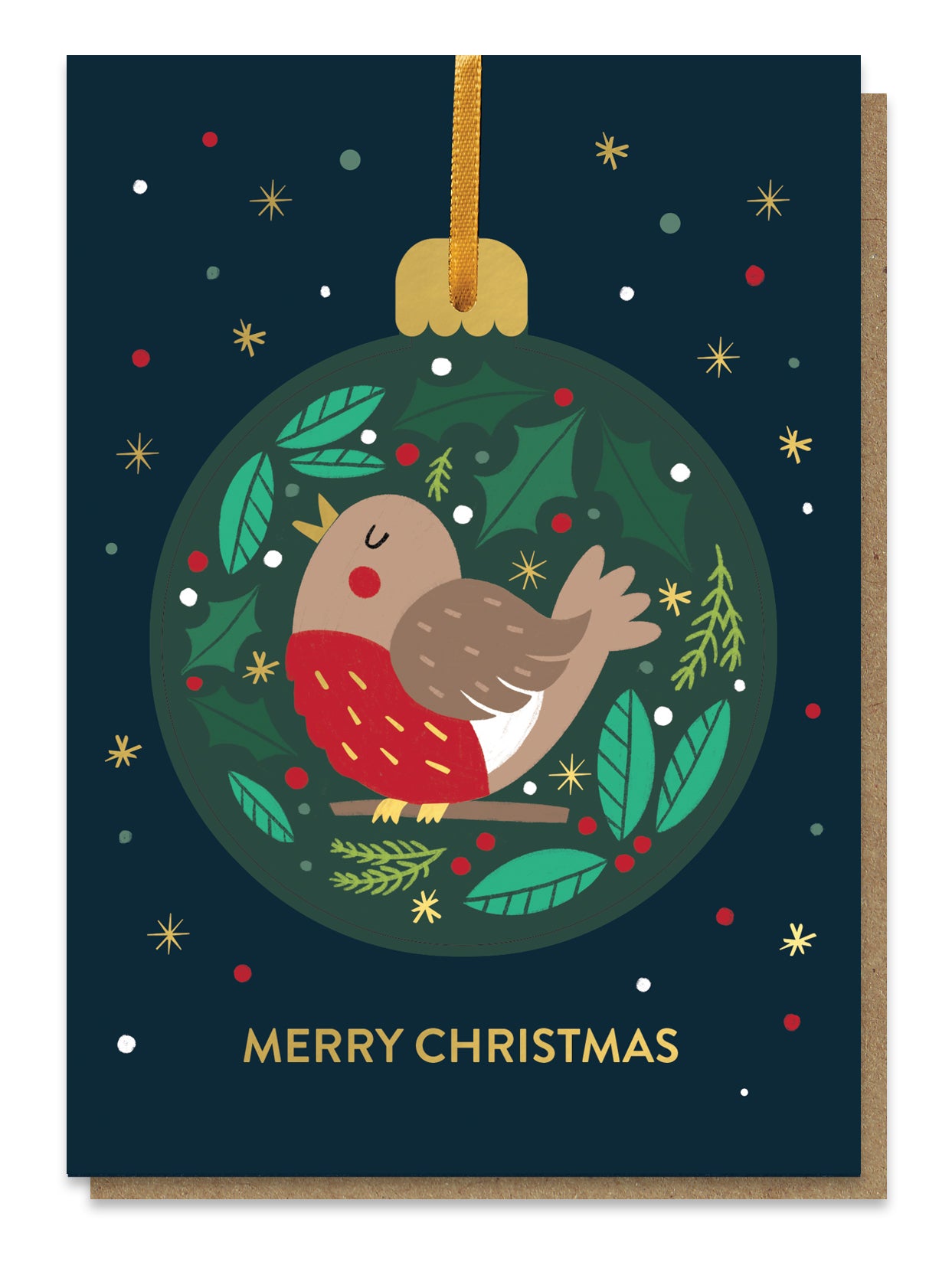 BAUB009-Stormy Knight-Red Robin Pop Out Bauble Card-Xmas Card-Christmas Bauble