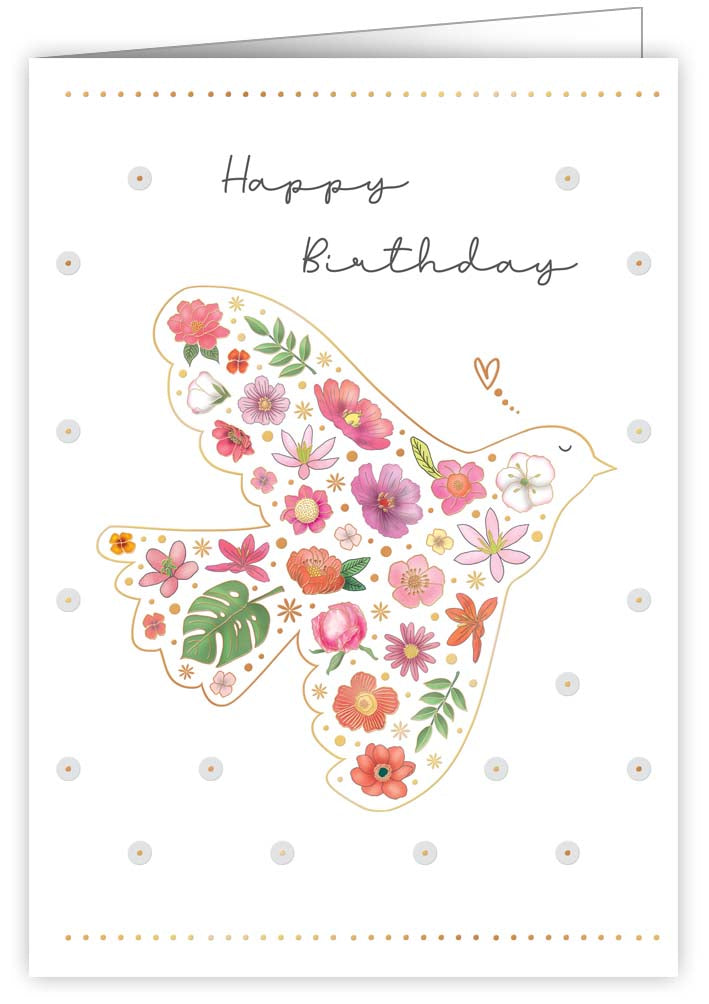 3634-Quire-Dove With Flowers-Card-Mac Classic