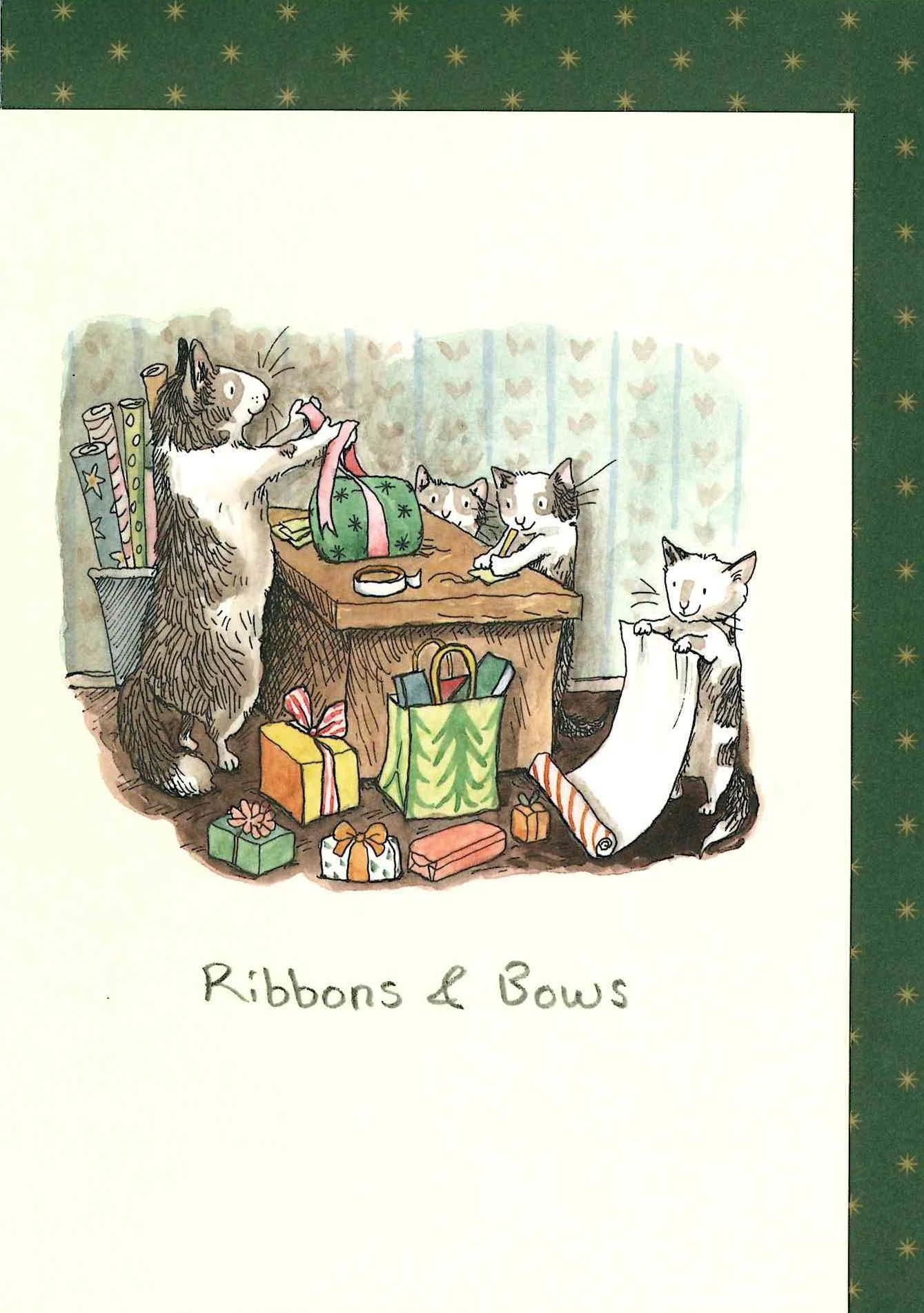 XM113-Two Bad Mice-Ribbons and Bows-Xmas Card