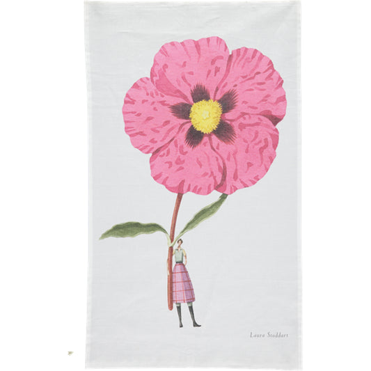 IB007B-Laura Stoddart-Cistus-In Bloom-Tea Towel Linen 48 x 78 cm