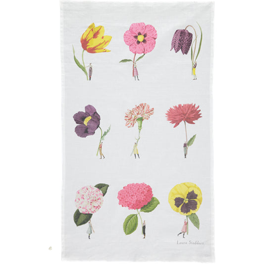 IB007C-Laura Stoddart-Multi Flower-In Bloom-Tea Towel Linen 48 x 78 cm