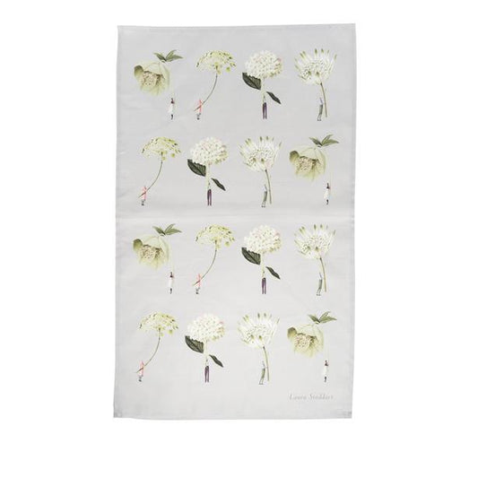 IB007D-Laura Stoddart-Green Flowers-In Bloom-Tea Towel Cotton 48 x 78 cm