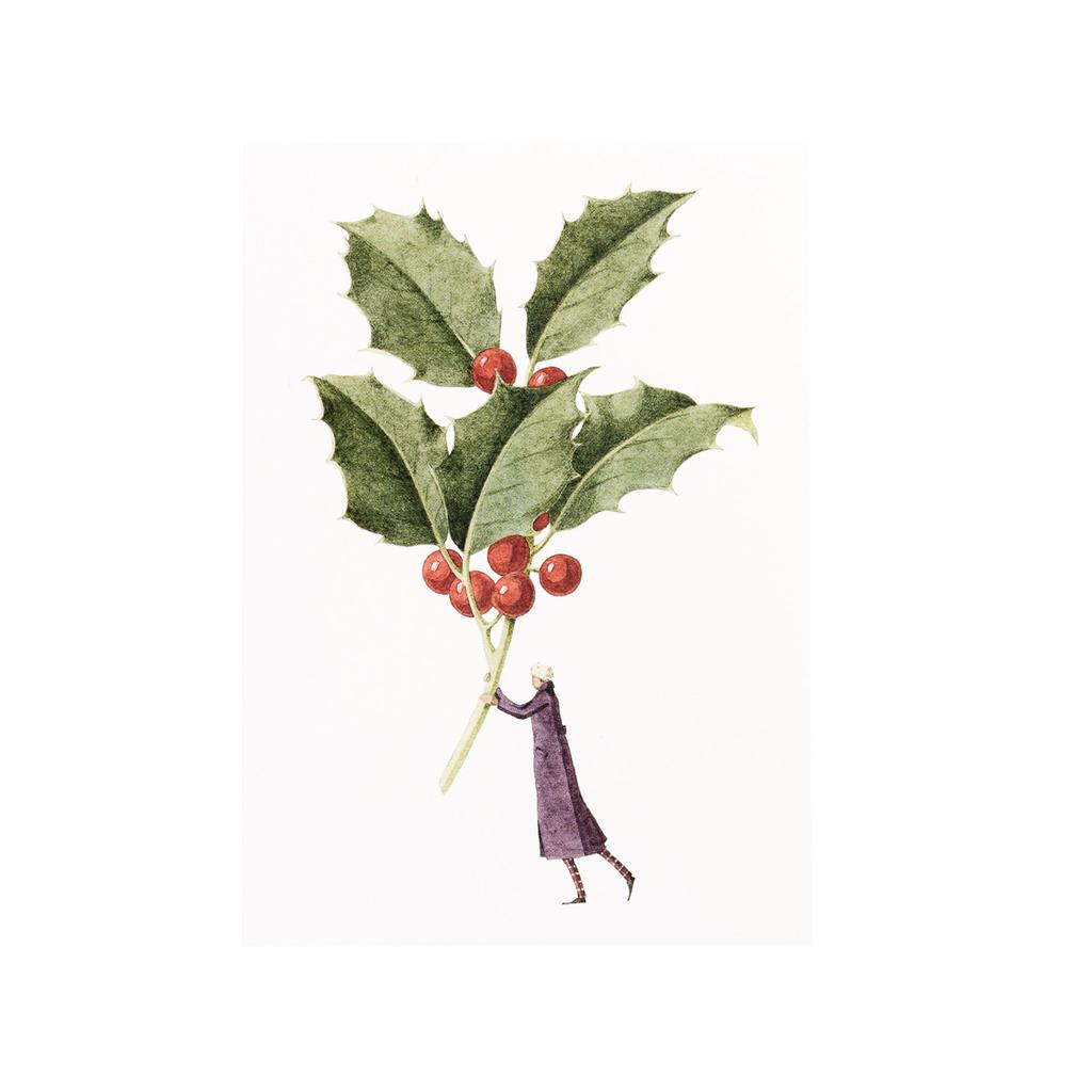 HC001-Laura Stoddart-Holly & Mistletoe Cards-Xmas Card Pack-Happy Christmas