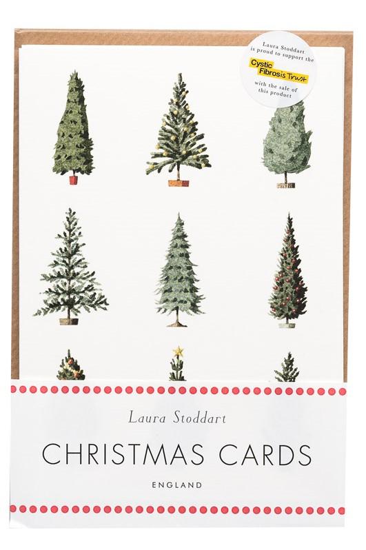 HC007-Laura Stoddart-Christmas Trees Cards-Xmas Card Pack-Happy Christmas
