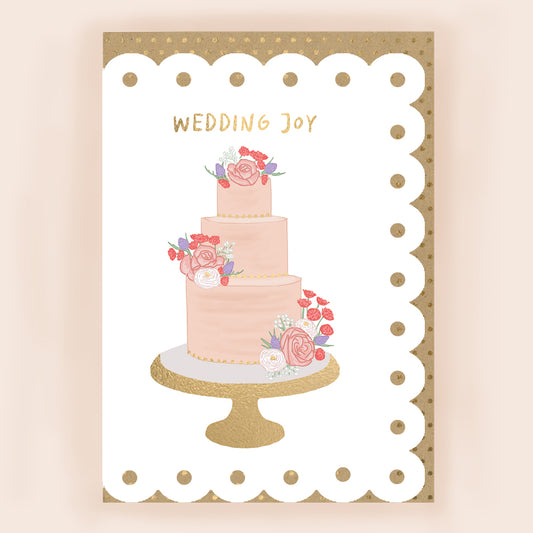 BR003-Apple & Clover-Wedding Card With Cake And Broderie Border-Card-Broderie