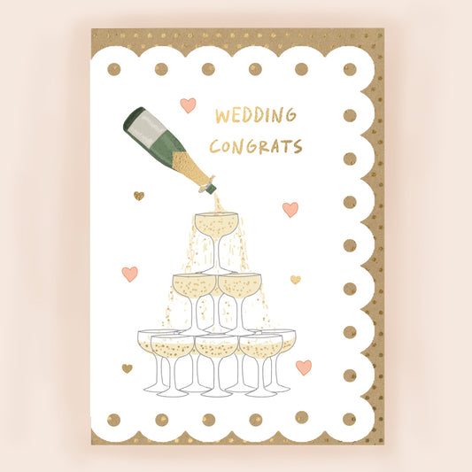 BR004-Apple & Clover-Wedding Card With Champagne Glasses And Broderie Border-Card-Broderie