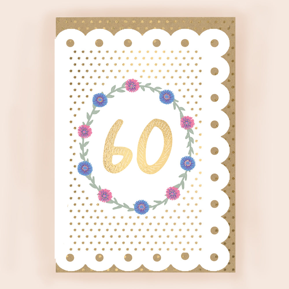 BR011-Apple & Clover-Age 60 Card With Broderie Border-Card-Broderie