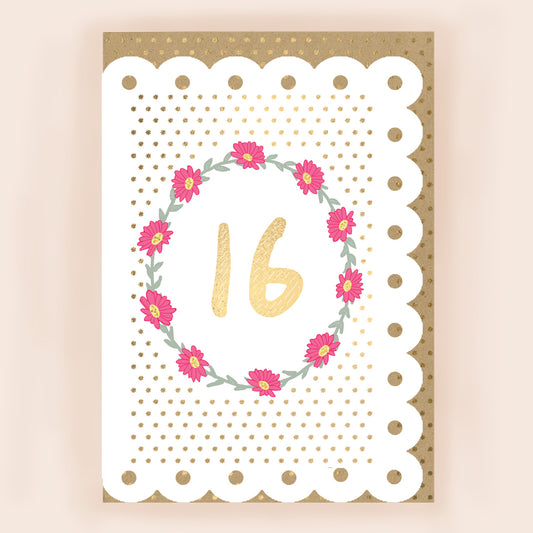 BR013-Apple & Clover-Age 16 Card With Broderie Border-Card-Broderie