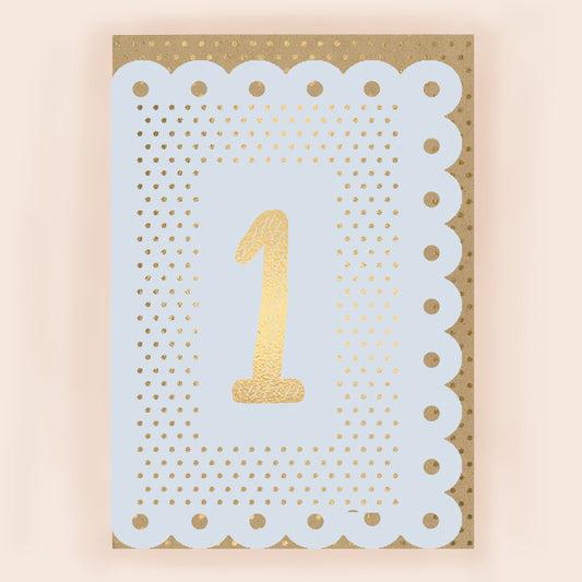 BR023-Apple & Clover-Age 1 Boy Card With Broderie Border-Card-Broderie