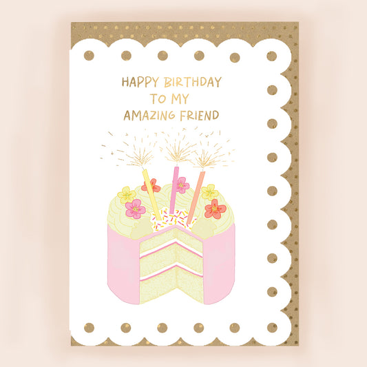 BR028-Apple & Clover-Amazing Friend Birthday Card With Broderie Border-Card-Broderie
