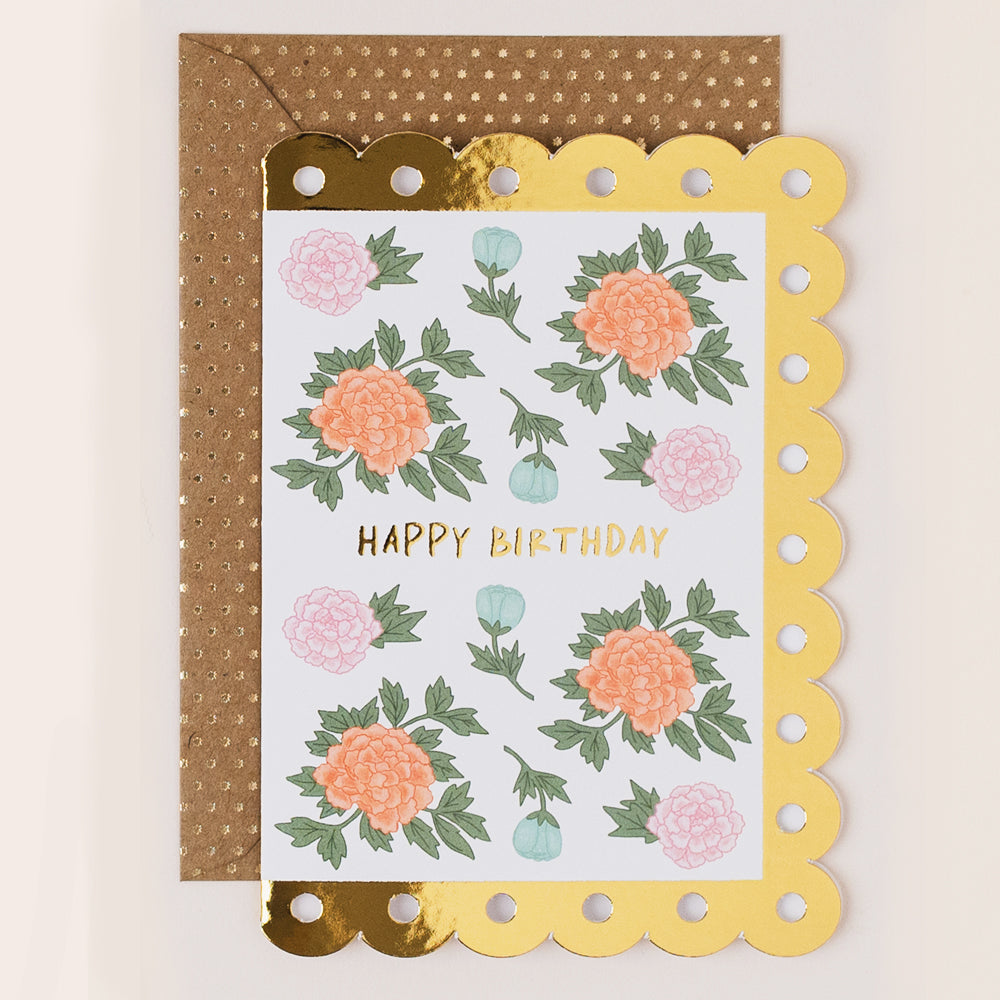 BR072-Apple & Clover-Birthday Card Foral Repeat-Card-Broderie
