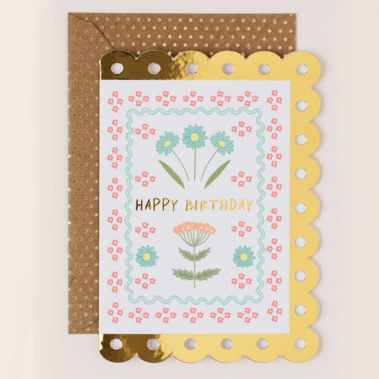 BR075-Apple & Clover-Birthday Card Floral Border-Card-Broderie