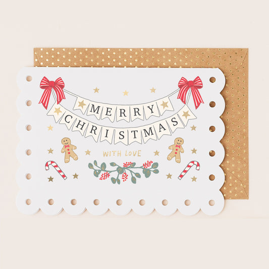 BR080-Apple & Clover-Banner With Love-Xmas Card-Broderie