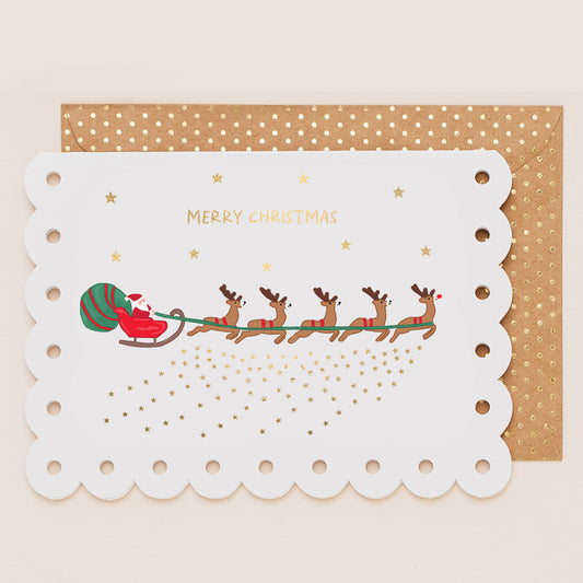 BR084-Apple & Clover-Santa'S Sleigh-Xmas Card-Broderie