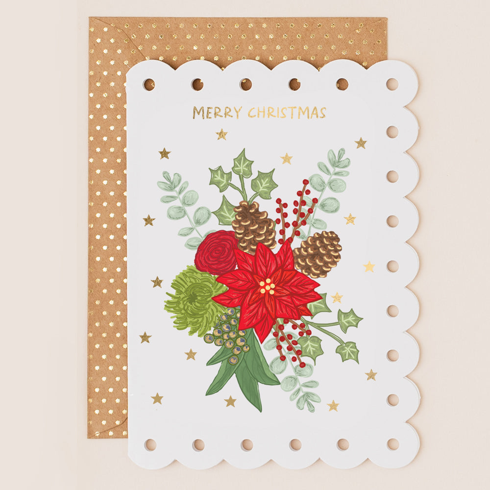 BR087-Apple & Clover-Poinsettia-Xmas Card-Broderie