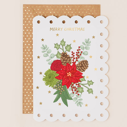 BR087-Apple & Clover-Poinsettia-Xmas Card-Broderie