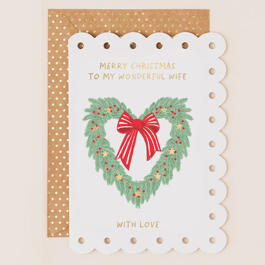 BR098-Apple & Clover-Beautiful Wife-Xmas Card-Broderie
