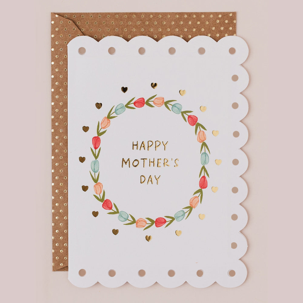 BR134-Apple & Clover-Mother'S Day Tulip Wreath-Card-Broderie