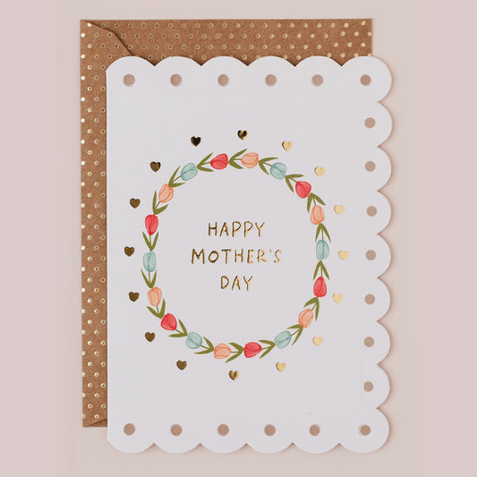 BR134-Apple & Clover-Mother'S Day Tulip Wreath-Card-Broderie
