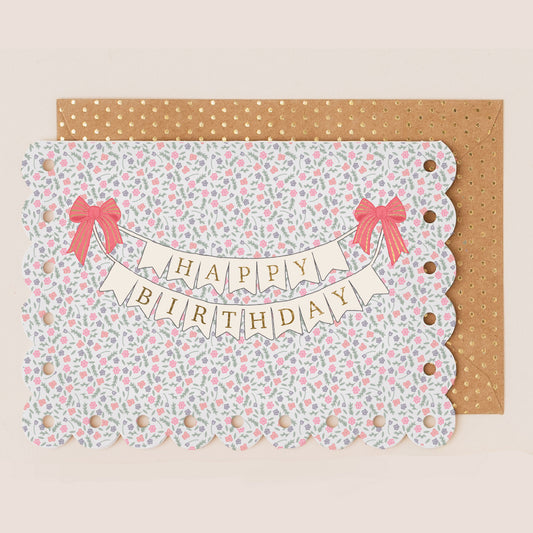 BR161-Apple & Clover-Bunting And Gold Foil-Card-Broderie
