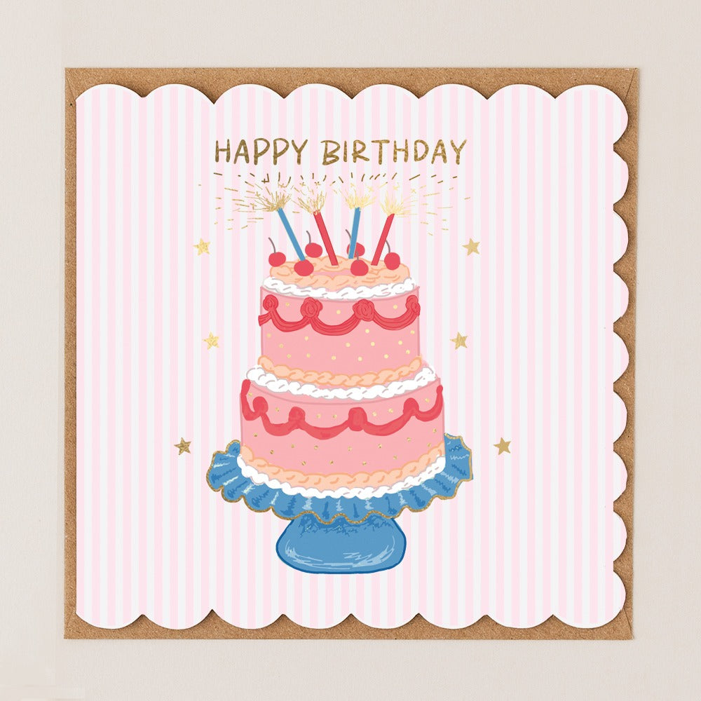BR203-Apple & Clover-Cake Candy Stripes Birthday-Card-Broderie