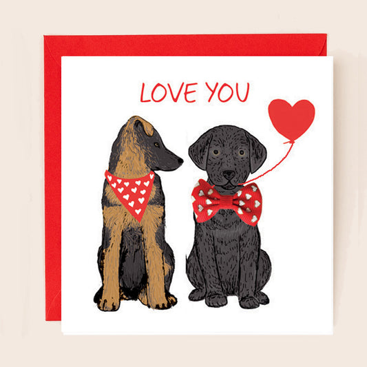 BW025-Apple & Clover-Love You German Shepherd And Labrador-Card-Bow Collection