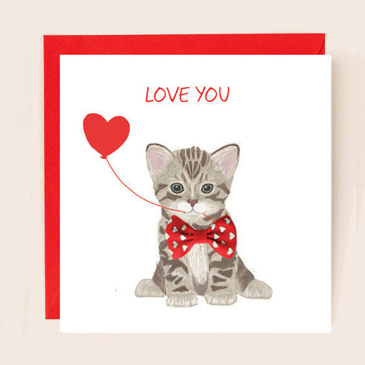 BW027-Apple & Clover-Love You Tabby Kitten-Card-Bow Collection
