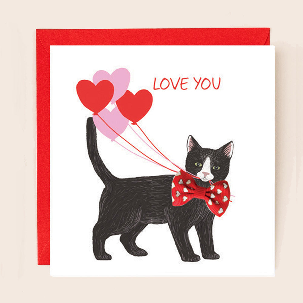 BW030-Apple & Clover-Love You Black Cat-Card-Bow Collection