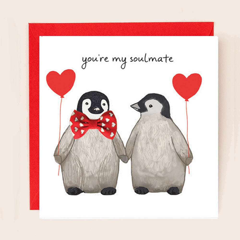 BW032-Apple & Clover-Soul Mate Penguins-Card-Bow Collection