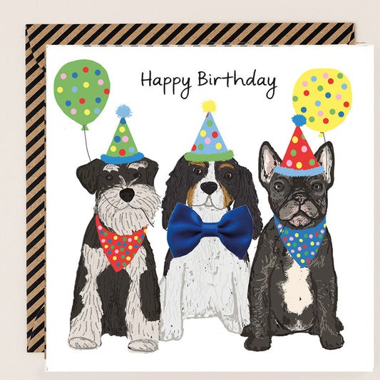 BW100-Apple & Clover-Birthday Card Schnauzer Staffie King Charles-Card-Bow Collection