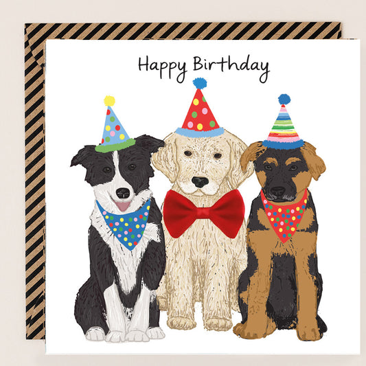 BW101-Apple & Clover-Birthday Card Retriever Collie German Shepherd-Card-Bow Collection