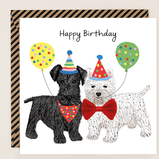 BW103-Apple & Clover-Birthday Card Terrier And Westie-Card-Bow Collection
