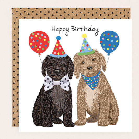 BW104-Apple & Clover-Birthday Card Cockapoo Cavapoo-Card-Bow Collection