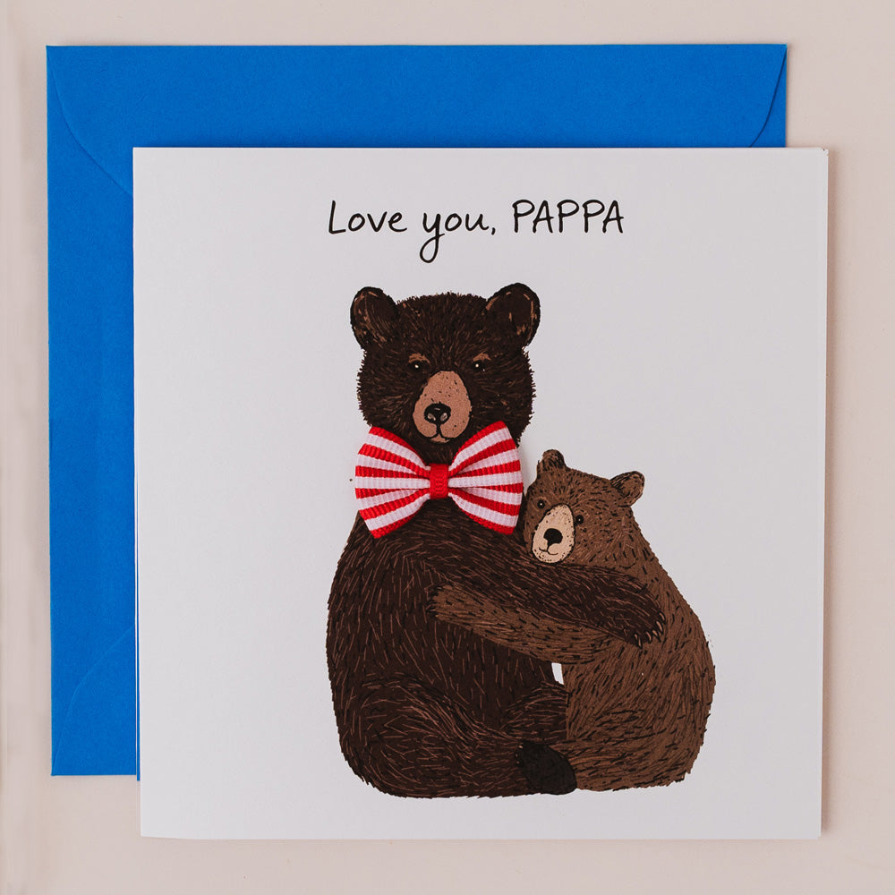 BW121-Apple & Clover-Pappa Bear-Card-Bow