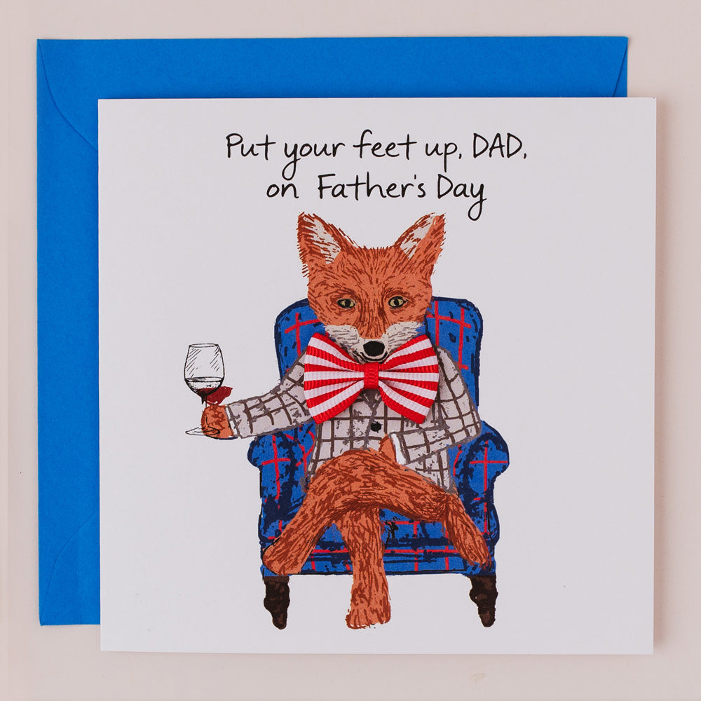BW127-Apple & Clover-Fox Put Your Feet Up-Card-Bow