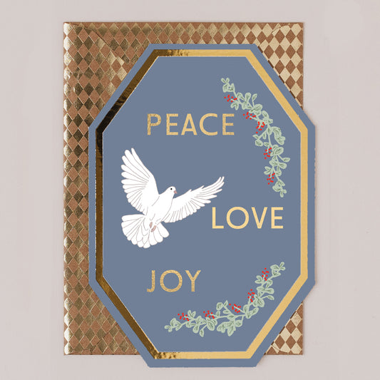 DC010-Apple & Clover-Peace Love Joy-Xmas Card-Deco